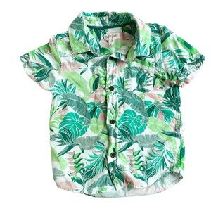 EUC boys hawaiian style floral button down shirt